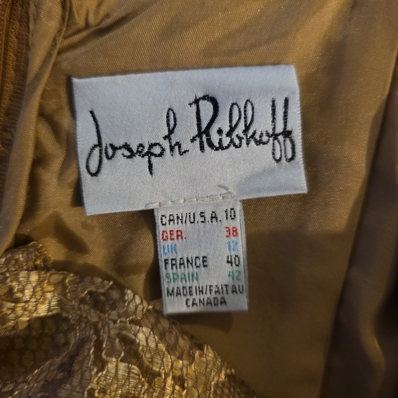 JOSEPH RIBKOFF GOLD LACE DRESS, SIZE 10 - Picture 11 of 11